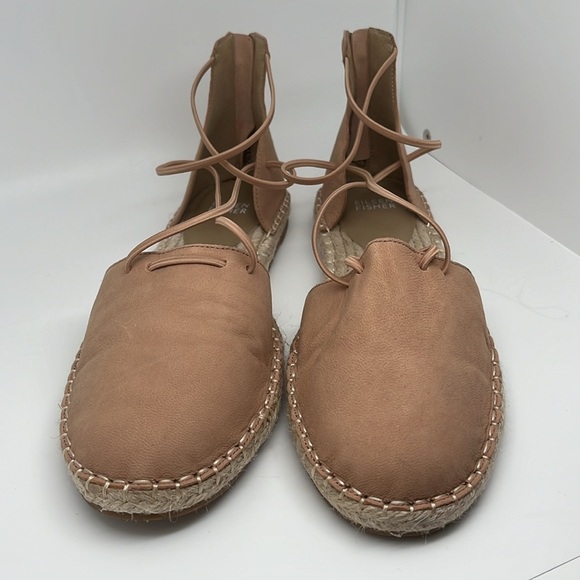 Eileen‎ Fisher Espadrille Leather Lace up Braided Flat Sandal Tan Shoes Size 9 - Picture 3 of 11